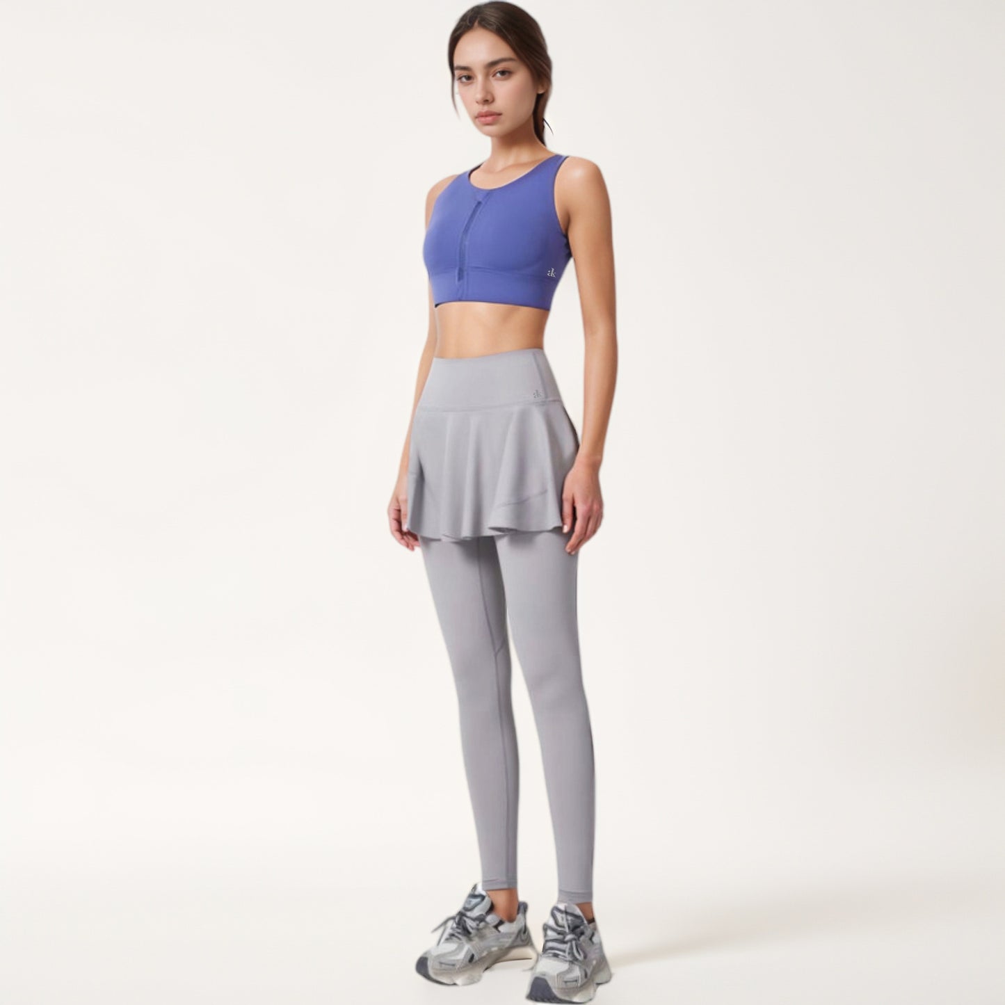 Anna-Kaci Women's High Waist Leggings with Attached Flowy Skirt Overlay for Active and Casual Wear