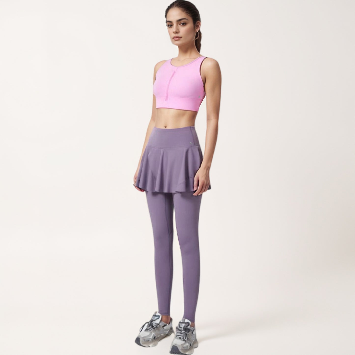 Anna-Kaci Women's High Waist Leggings with Attached Flowy Skirt Overlay for Active and Casual Wear