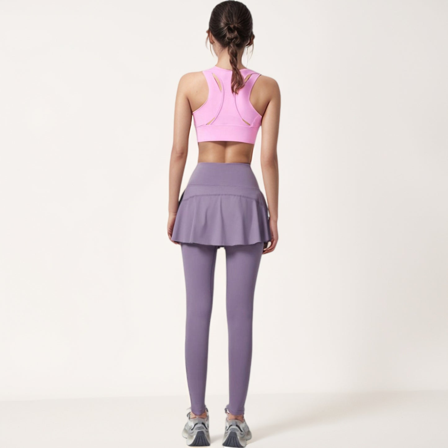 Anna-Kaci Women's High Waist Leggings with Attached Flowy Skirt Overlay for Active and Casual Wear
