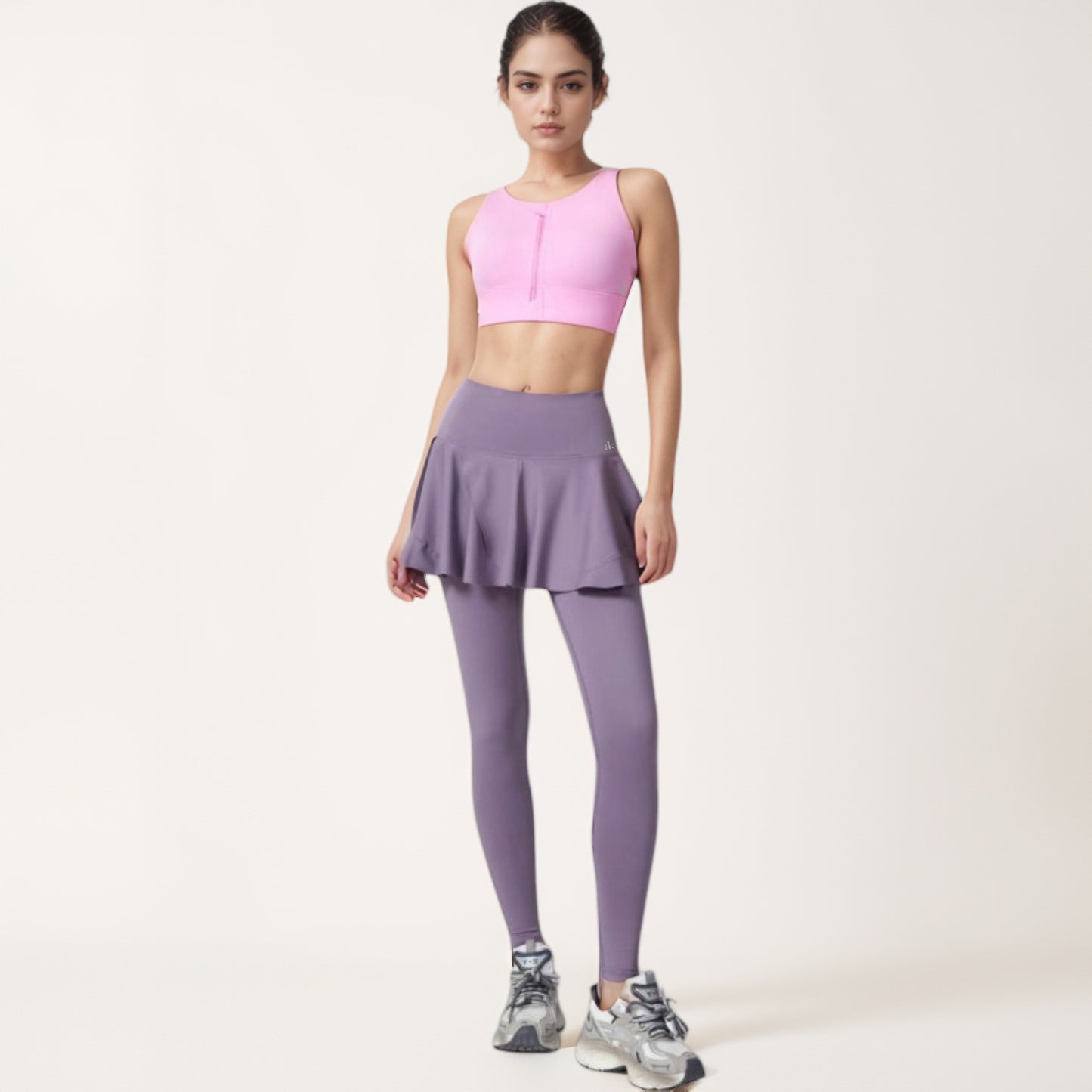 Anna-Kaci Women's High Waist Leggings with Attached Flowy Skirt Overlay for Active and Casual Wear