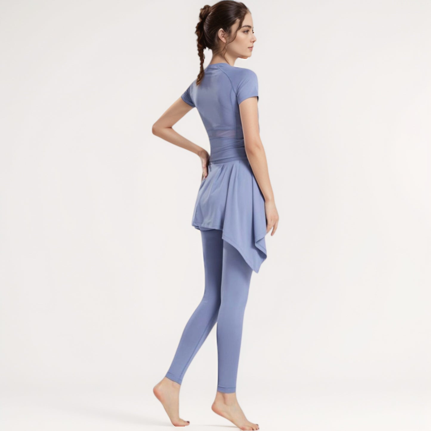Anna-Kaci Women's Full-Length Leggings with Attached Tie-Front Skirt Overlay for Active and Casual Looks