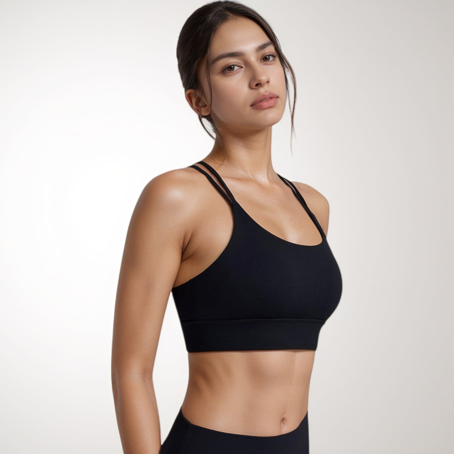 Anna-Kaci Women's Strappy Sports Bra with Scoop Neckline and Double Strap Detail for Flexible Low to Medium Impact Support