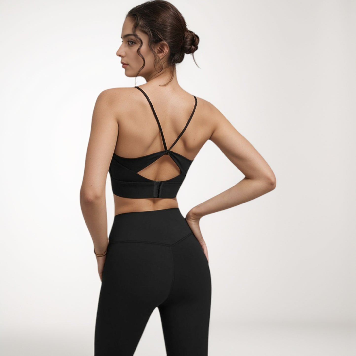 Anna-Kaci Women's Scoop Neck Sports Bra with Thin Adjustable Straps and Wide Elastic Band for Comfortable Light Support