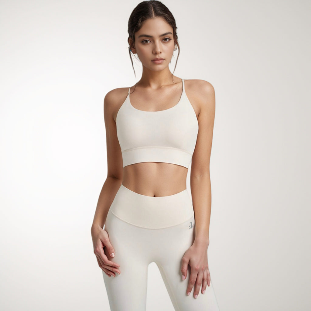 Anna-Kaci Women's Scoop Neck Sports Bra with Thin Adjustable Straps and Wide Elastic Band for Comfortable Light Support