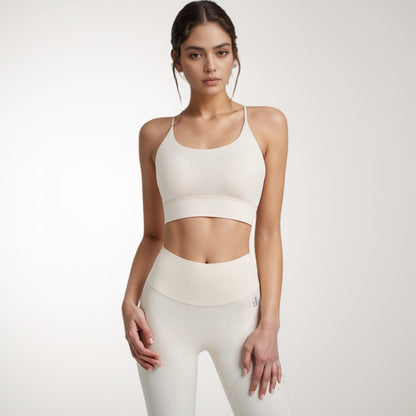 Anna-Kaci Women's Scoop Neck Sports Bra with Thin Adjustable Straps and Wide Elastic Band for Comfortable Light Support
