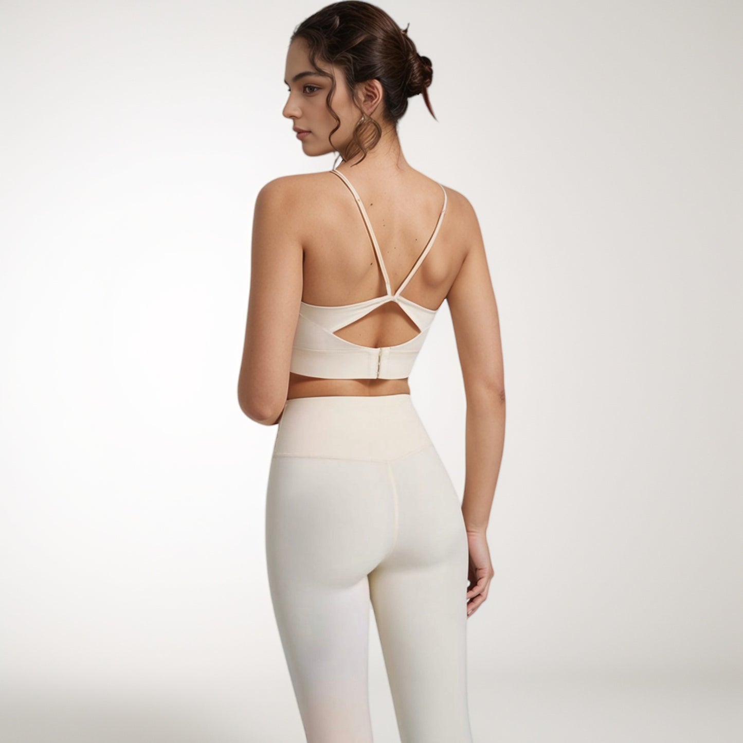 Anna-Kaci Women's Scoop Neck Sports Bra with Thin Adjustable Straps and Wide Elastic Band for Comfortable Light Support