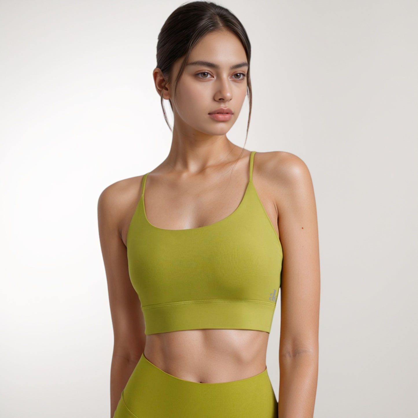 Anna-Kaci Women's Scoop Neck Sports Bra with Thin Adjustable Straps and Wide Elastic Band for Comfortable Light Support
