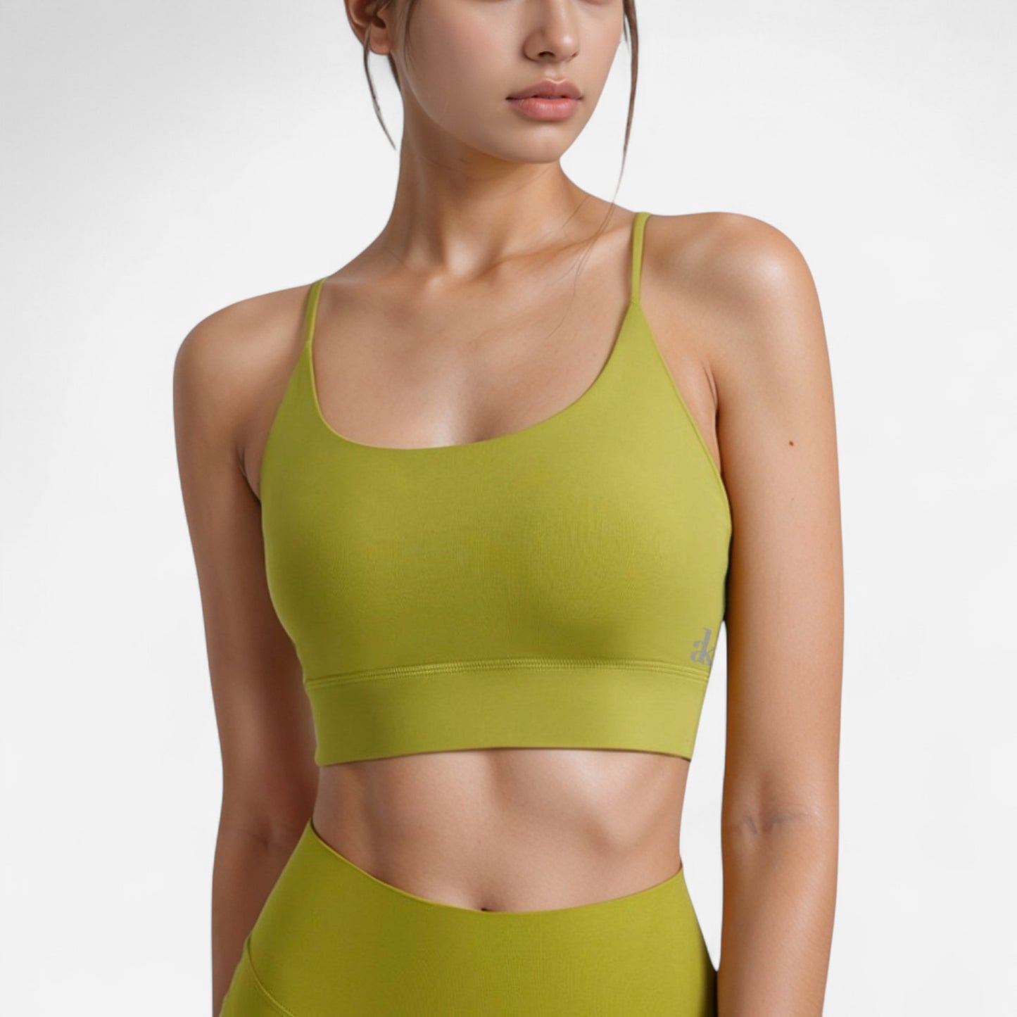 Anna-Kaci Women's Scoop Neck Sports Bra with Thin Adjustable Straps and Wide Elastic Band for Comfortable Light Support