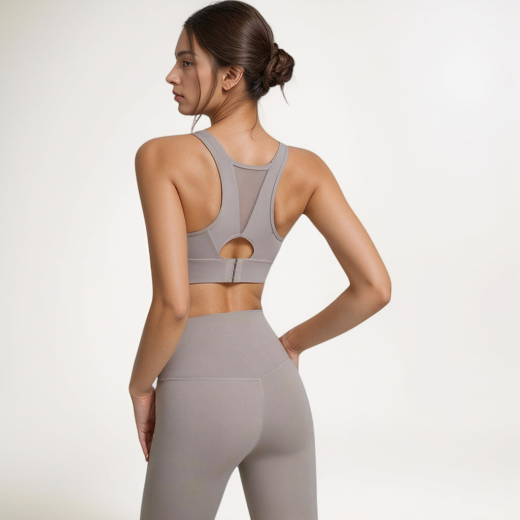 Anna-Kaci Women's Scoop Neck Sports Bra with Wide Shoulder Straps and Elastic Band for Low to Medium Support