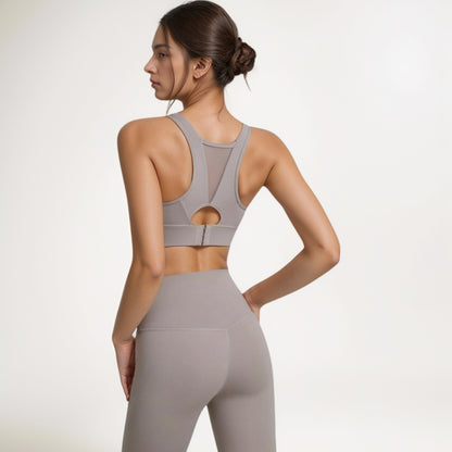 Anna-Kaci Women's Scoop Neck Sports Bra with Wide Shoulder Straps and Elastic Band for Low to Medium Support