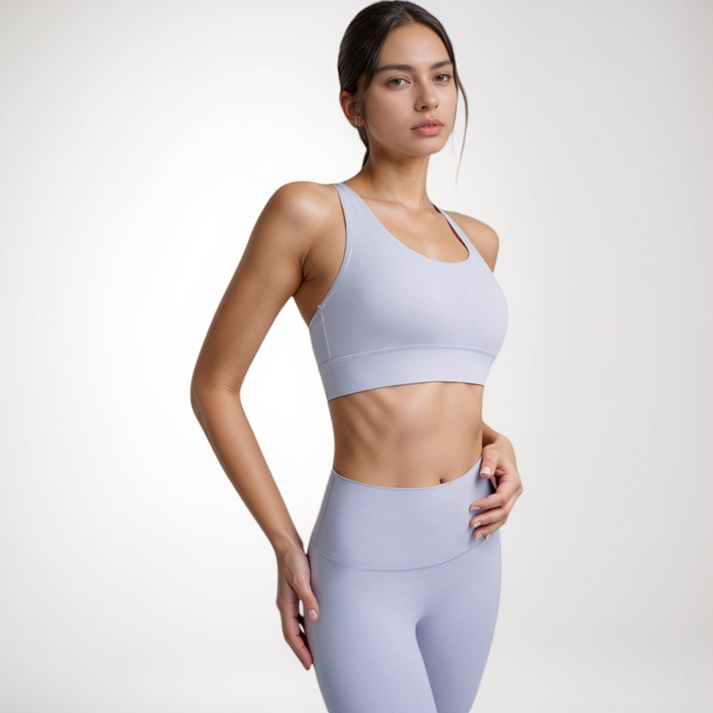 Anna-Kaci Women's Scoop Neck Sports Bra with Wide Shoulder Straps and Elastic Band for Low to Medium Support