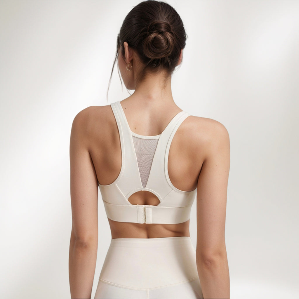 Anna-Kaci Women's Scoop Neck Sports Bra with Wide Shoulder Straps and Elastic Band for Low to Medium Support