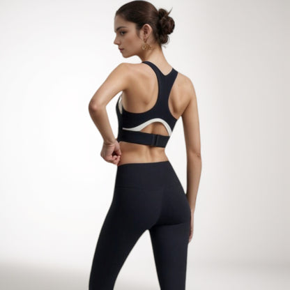 Anna-Kaci Women's Scoop Neck Sports Bra with Wide Shoulder Straps and Elastic Band for Medium Support