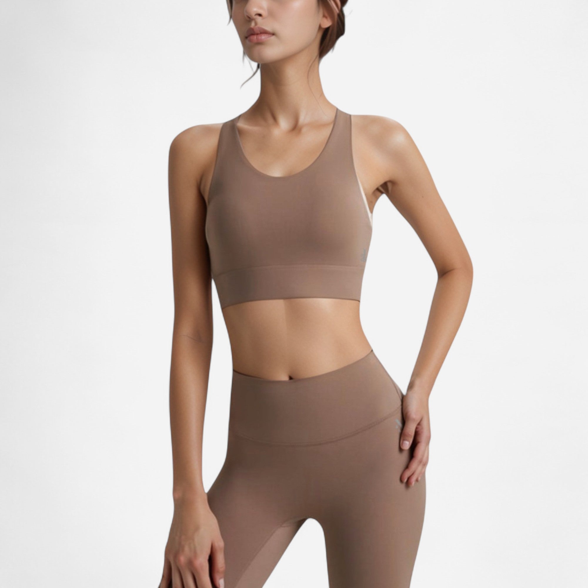 Anna-Kaci Women's Scoop Neck Sports Bra with Wide Shoulder Straps and Elastic Band for Medium Support