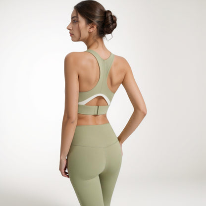 Anna-Kaci Women's Scoop Neck Sports Bra with Wide Shoulder Straps and Elastic Band for Medium Support