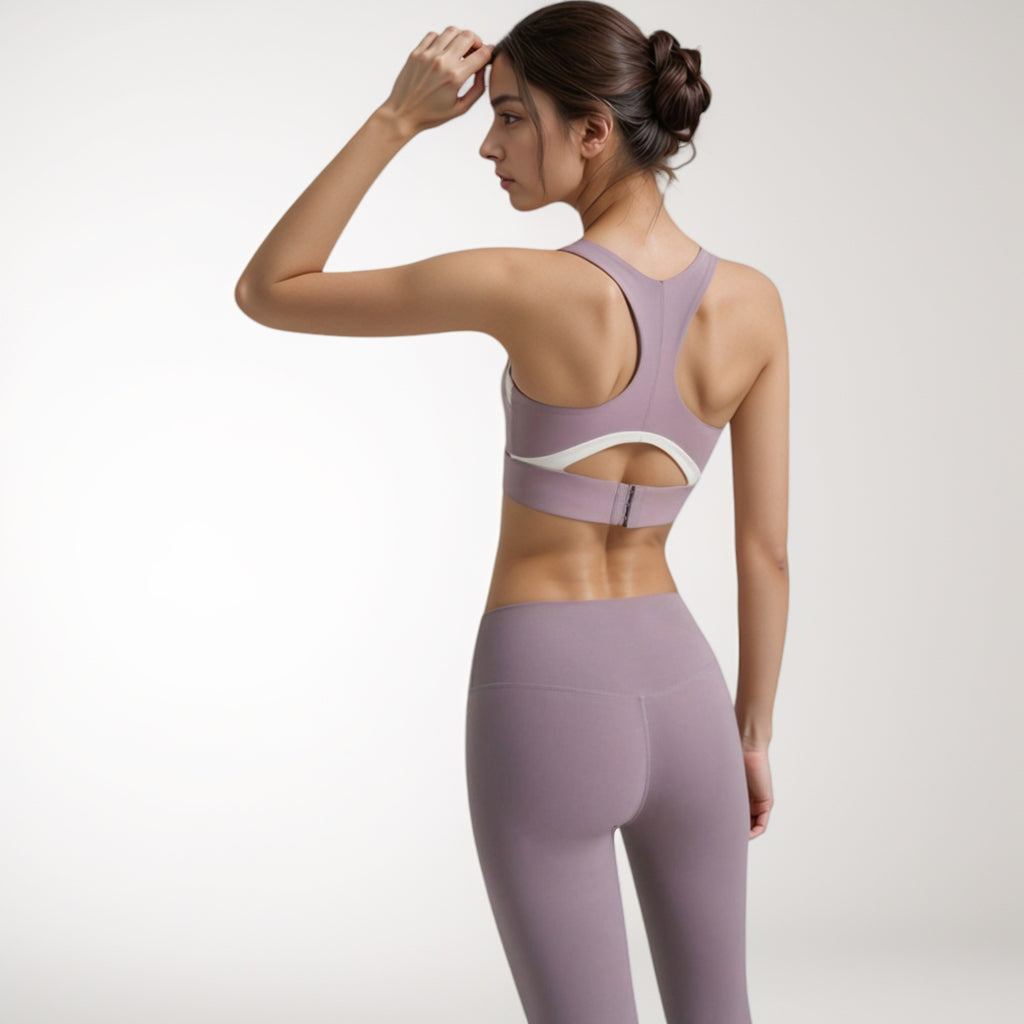 Anna-Kaci Women's Scoop Neck Sports Bra with Wide Shoulder Straps and Elastic Band for Medium Support