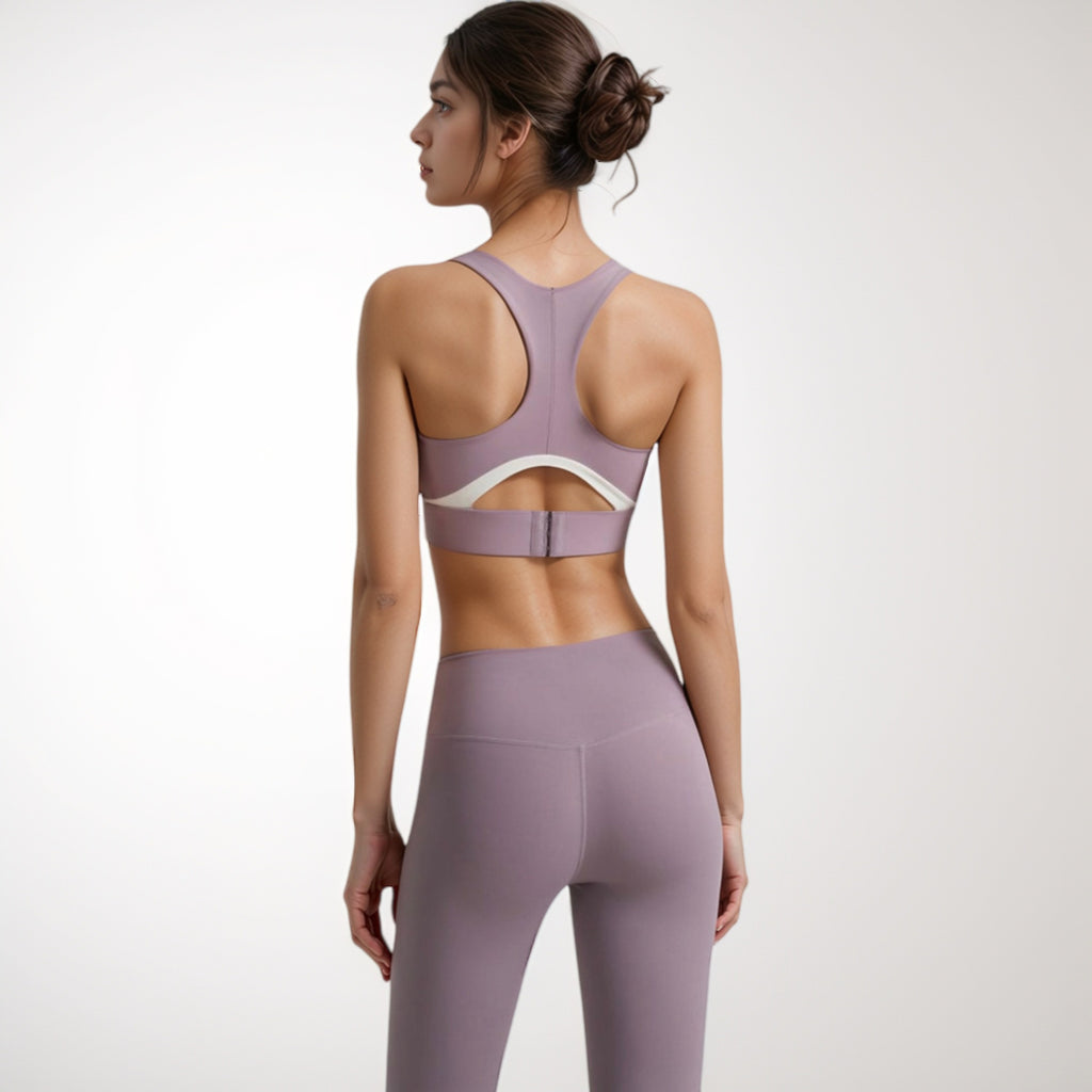 Anna-Kaci Women's Scoop Neck Sports Bra with Wide Shoulder Straps and Elastic Band for Medium Support