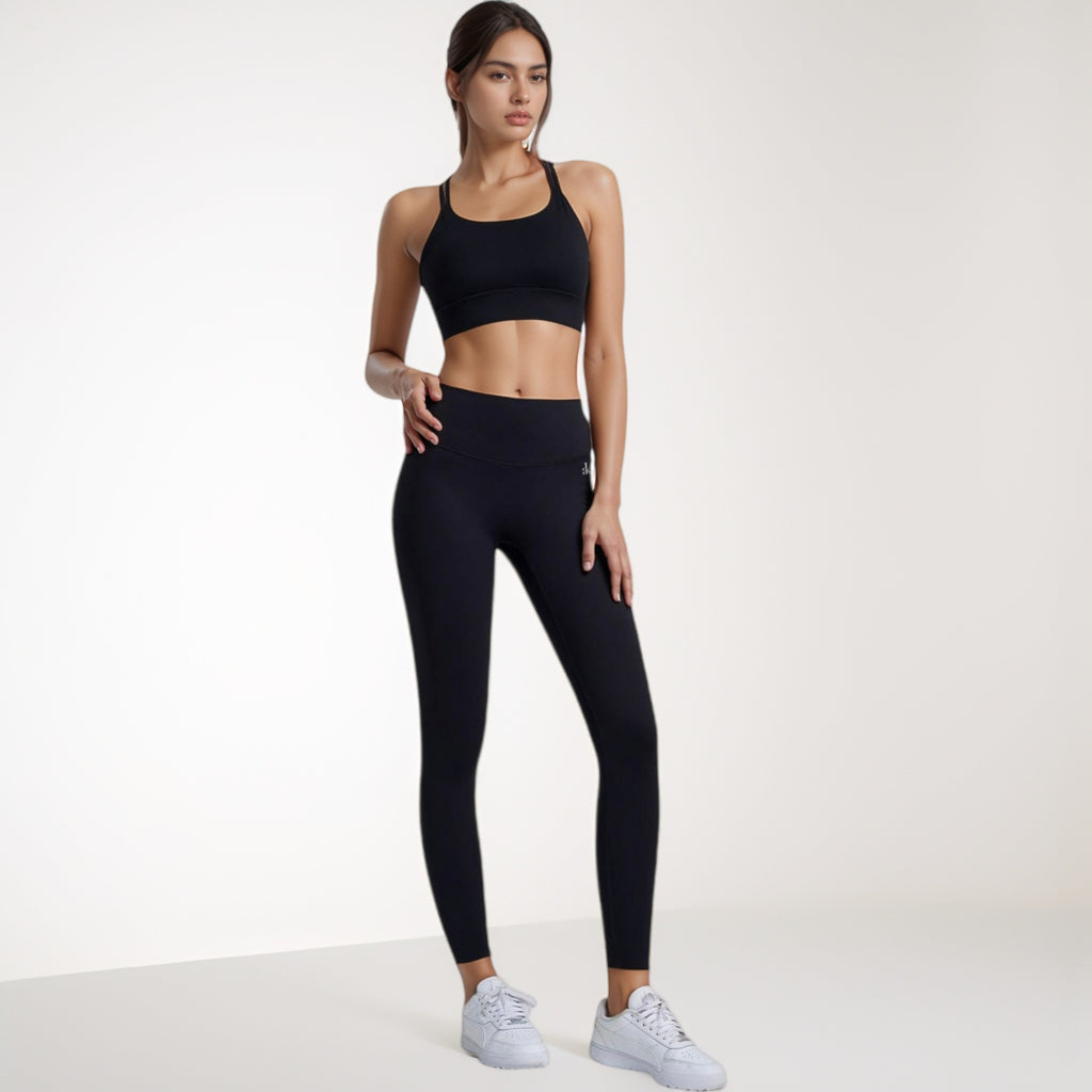 Anna-Kaci Women's High Waist Full-Length Leggings with Wide Waistband and Seamless Compression Fit