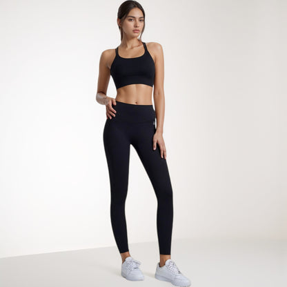 Anna-Kaci Women's High Waist Full-Length Leggings with Wide Waistband and Seamless Compression Fit