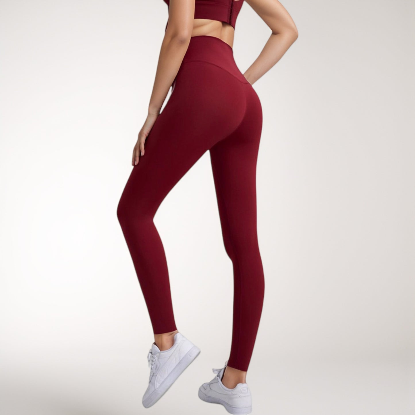 Anna-Kaci Women's High Waist Full-Length Leggings with Wide Waistband and Seamless Compression Fit