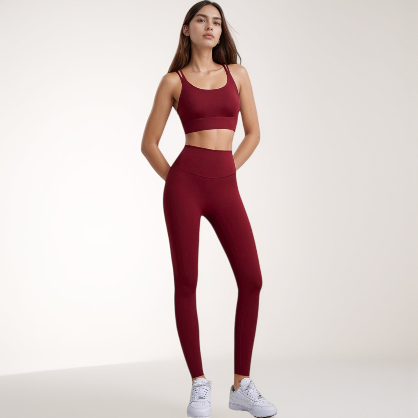 Anna-Kaci Women's High Waist Full-Length Leggings with Wide Waistband and Seamless Compression Fit
