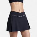 Anna-Kaci Women's V Crossover Waist Tennis Skort with Built-In Shorts and White Trim Detail