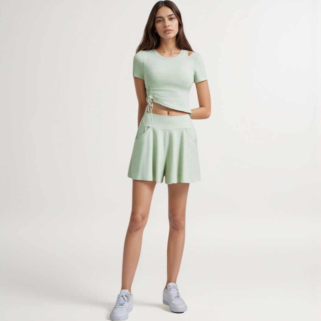 Anna-Kaci Women's High Waist Flowy Athletic Skort with Pockets and Built-In Shorts