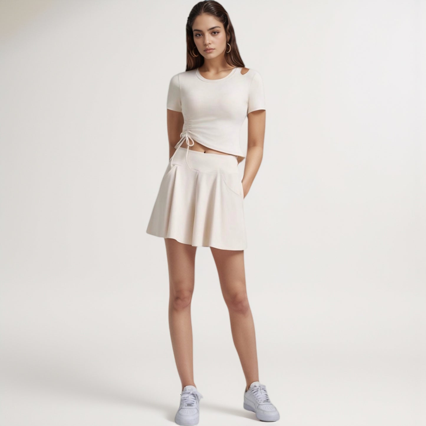 Anna-Kaci Women's High Waist Flowy Athletic Skort with Pockets and Built-In Shorts