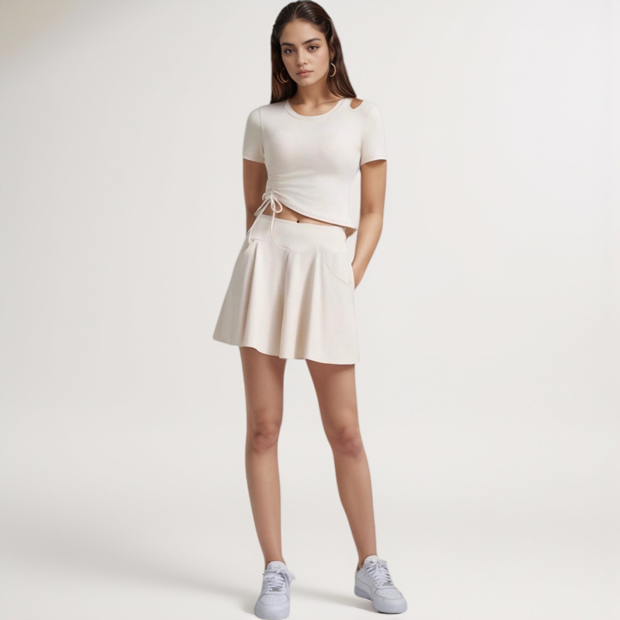 Anna-Kaci Women's High Waist Flowy Athletic Skort with Pockets and Built-In Shorts