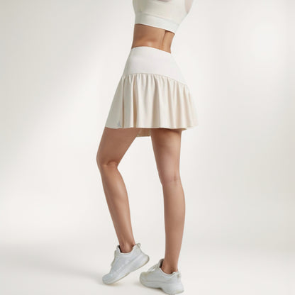 Anna-Kaci Women's High Waist Active Skort with Built-In Shorts and Soft Gathered Hem Detail
