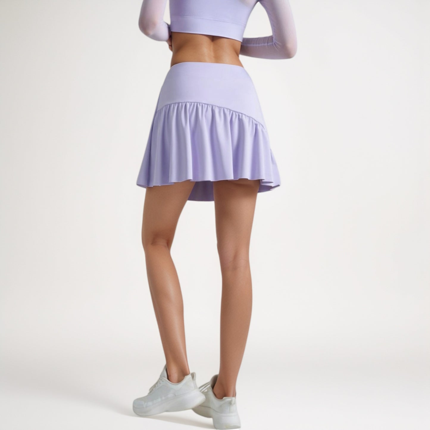 Anna-Kaci Women's High Waist Active Skort with Built-In Shorts and Soft Gathered Hem Detail