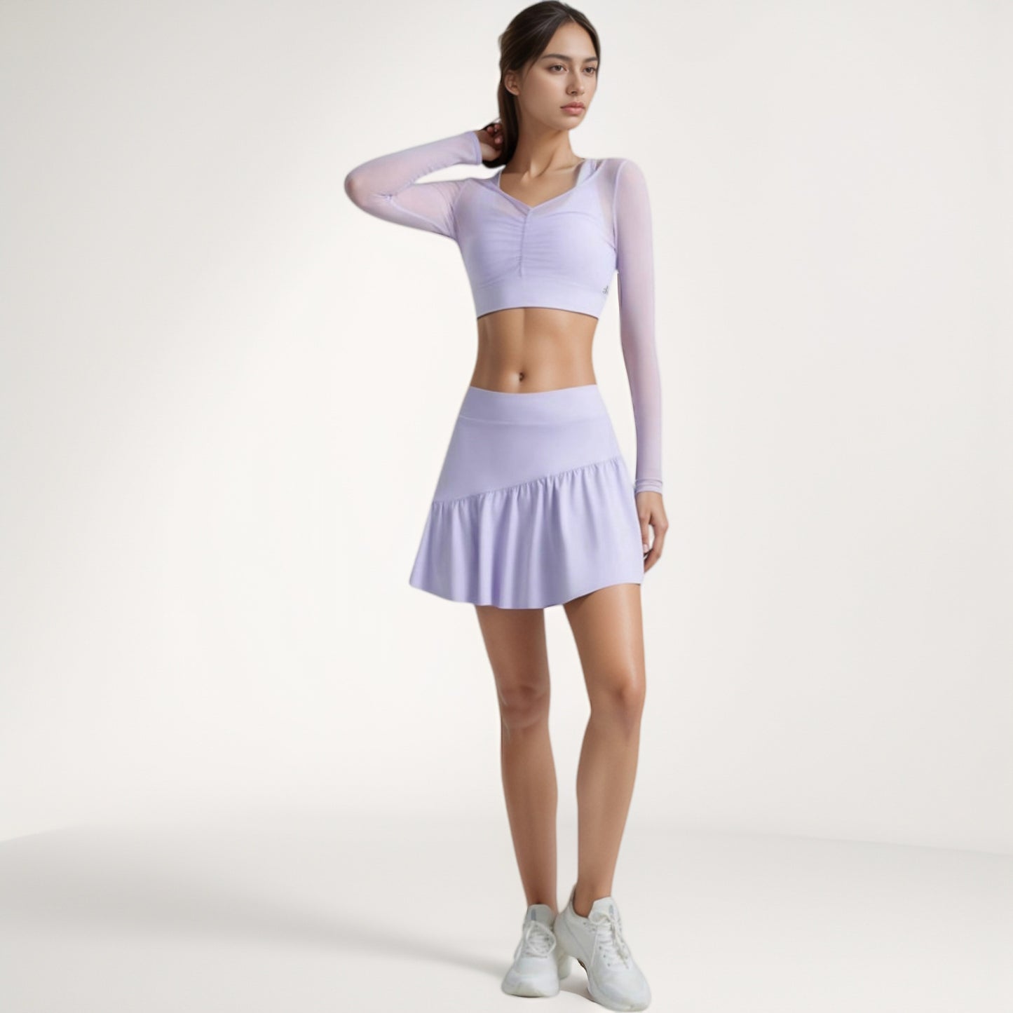 Anna-Kaci Women's High Waist Active Skort with Built-In Shorts and Soft Gathered Hem Detail