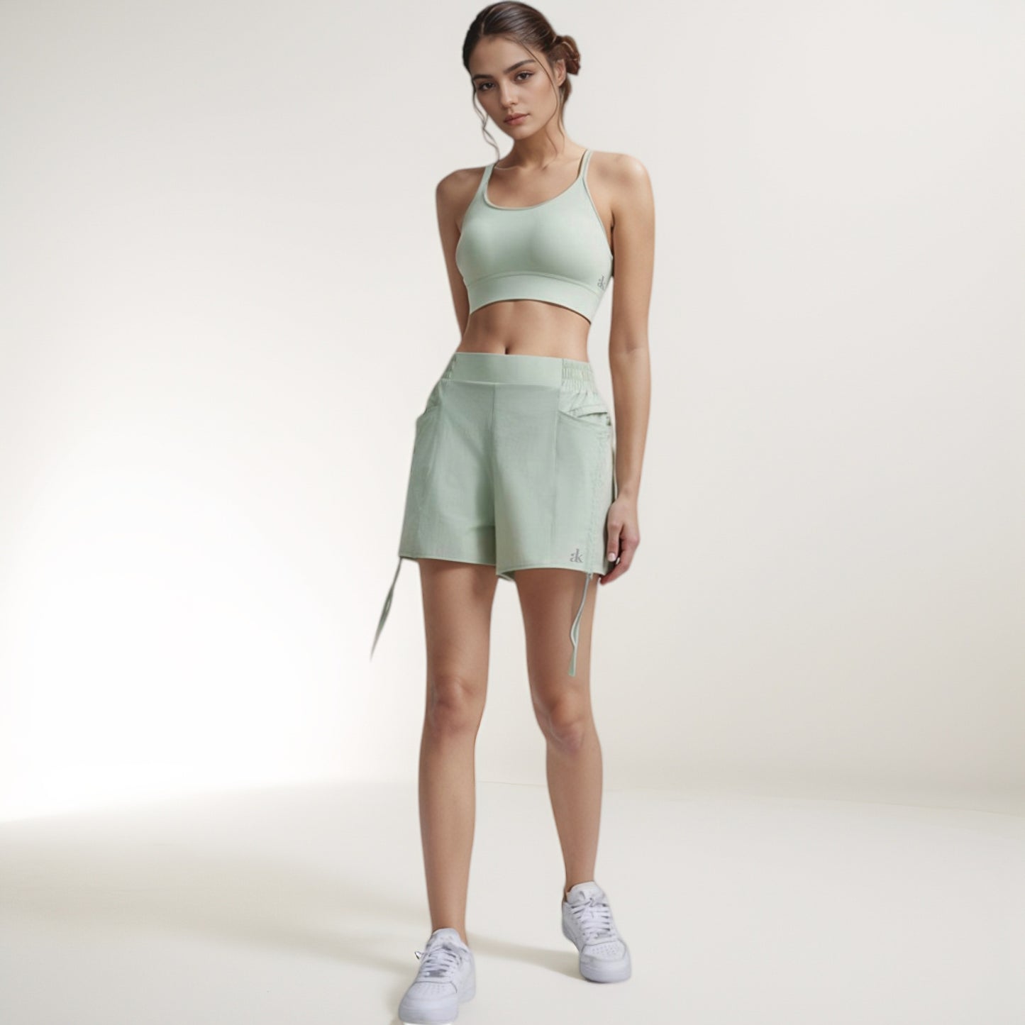 Anna-Kaci Women's High Waist Active Shorts with Elastic Side Waistband Large Pockets and Adjustable Drawstring Hem