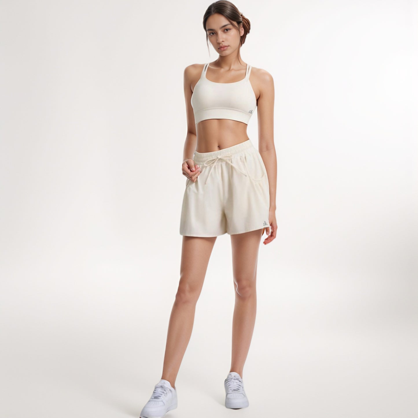 Anna-Kaci Women's High Waist Active Shorts with Drawstring Waistband Pleated Side Pockets and Relaxed Fit