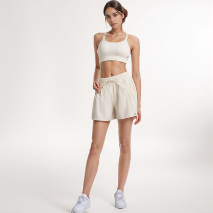Anna-Kaci Women's High Waist Active Shorts with Drawstring Waistband Pleated Side Pockets and Relaxed Fit