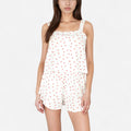Anna-Kaci Lounge Women's Heart Print Pajama Set with Wide Strap Tank Top and Elastic Waist Shorts