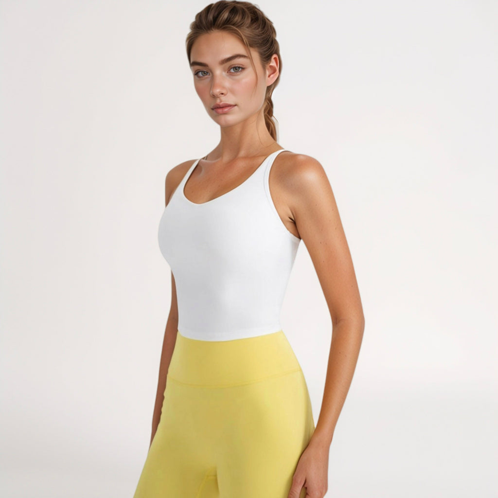 Anna-Kaci Active Women's V-Neck Cropped Tank Top with Spaghetti Straps and Built-In Bra for Yoga and Everyday Comfort