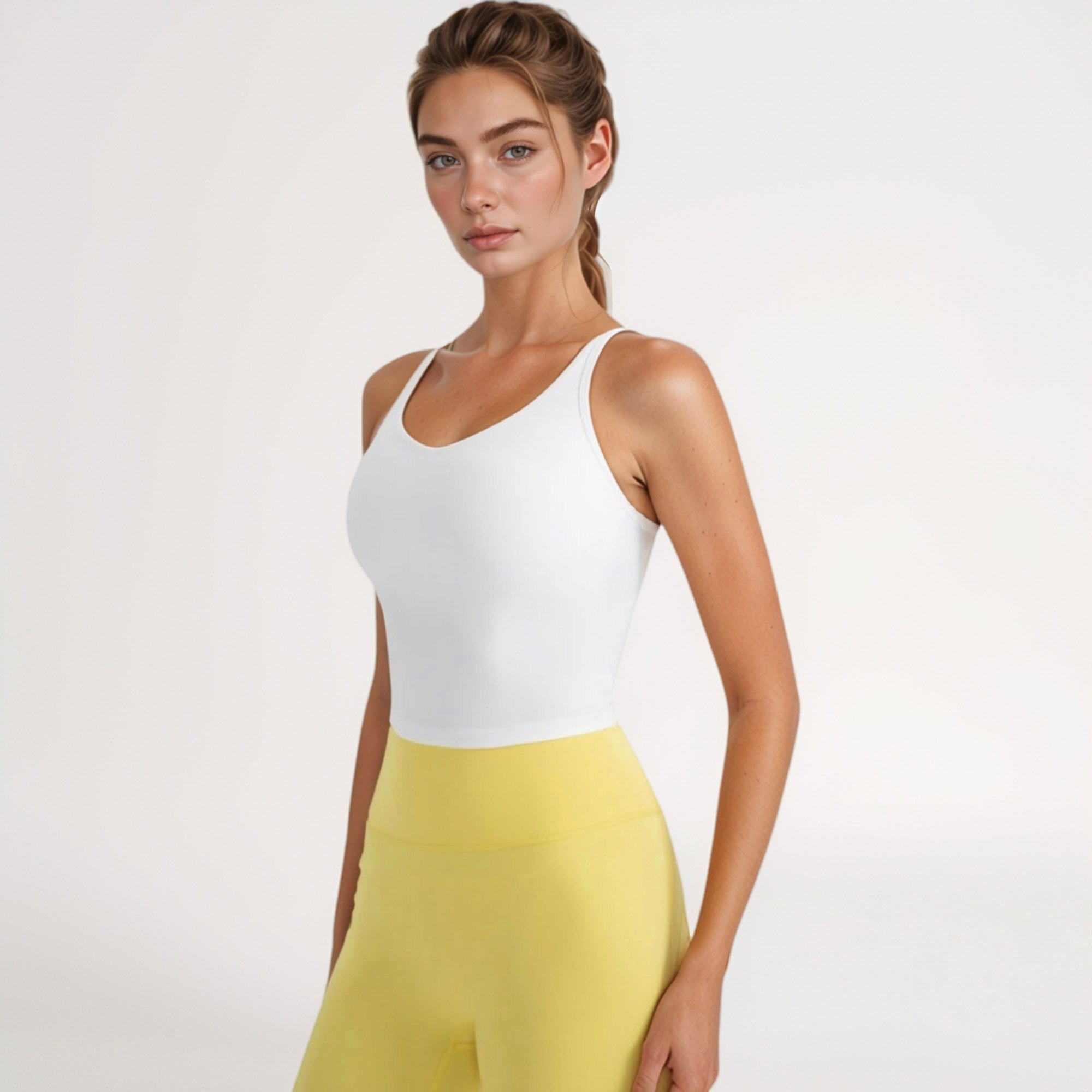 Anna-Kaci Active Women's V-Neck Cropped Tank Top with Spaghetti Straps and Built-In Bra for Yoga and Everyday Comfort