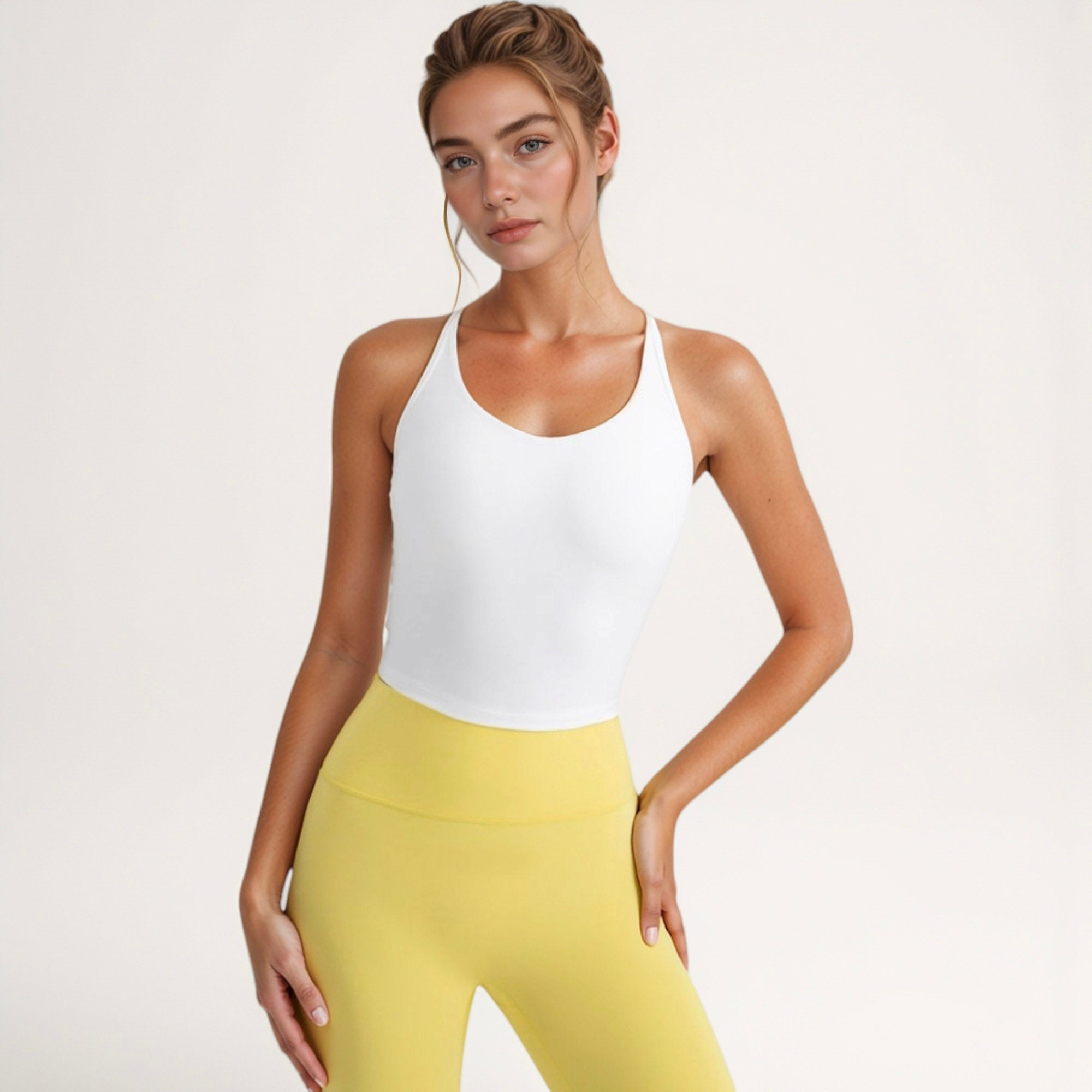 Anna-Kaci Active Women's V-Neck Cropped Tank Top with Spaghetti Straps and Built-In Bra for Yoga and Everyday Comfort