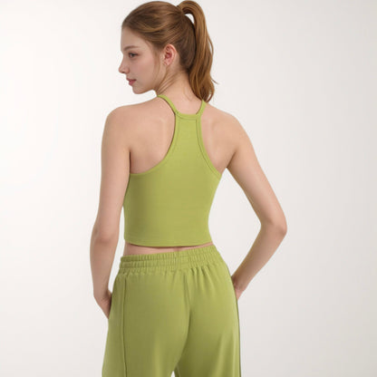 Anna-Kaci Active Women's High Neck Cropped Tank Top with Racer Style Straps and Seamless Fit for Active and Casual Wear