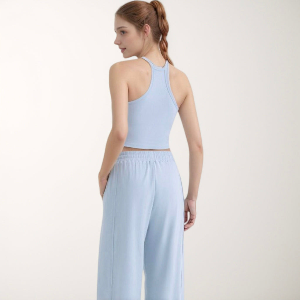 Anna-Kaci Active Women's High Neck Cropped Tank Top with Racer Style Straps and Seamless Fit for Active and Casual Wear