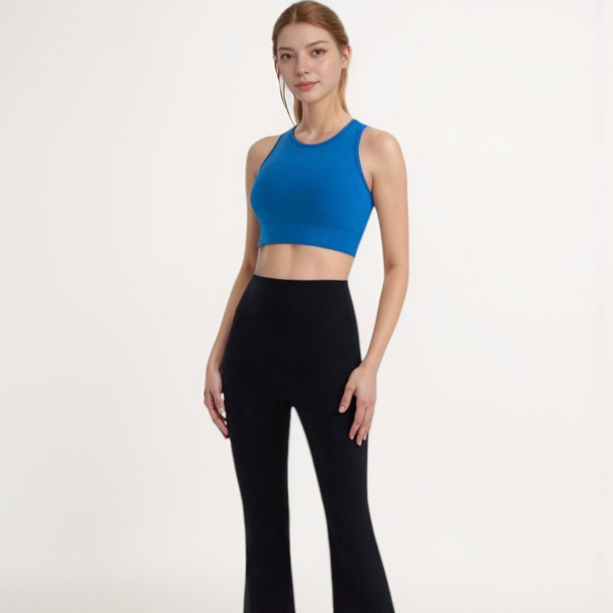 Anna-Kaci Active Women's Sports Bra with Double Strap Detail and Wide Hem Band for Medium Support