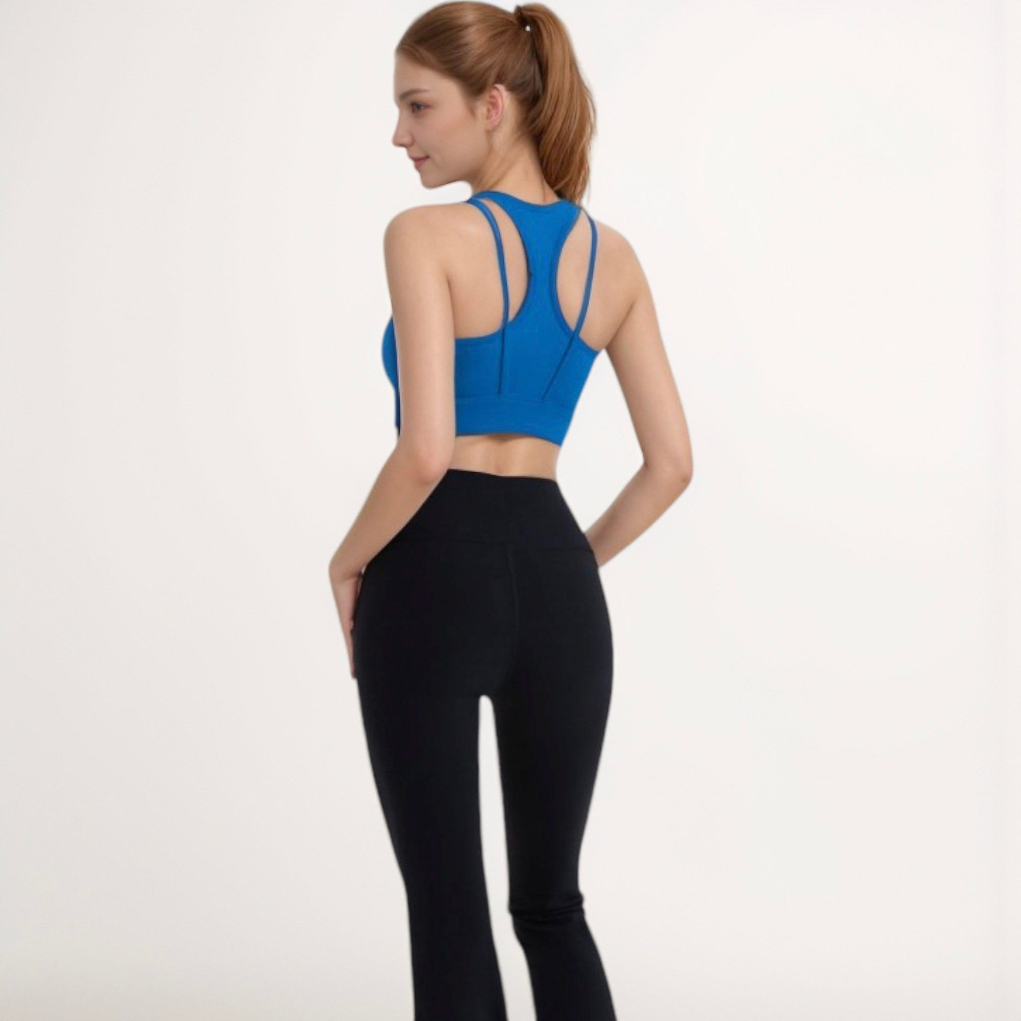 Anna-Kaci Active Women's Sports Bra with Double Strap Detail and Wide Hem Band for Medium Support