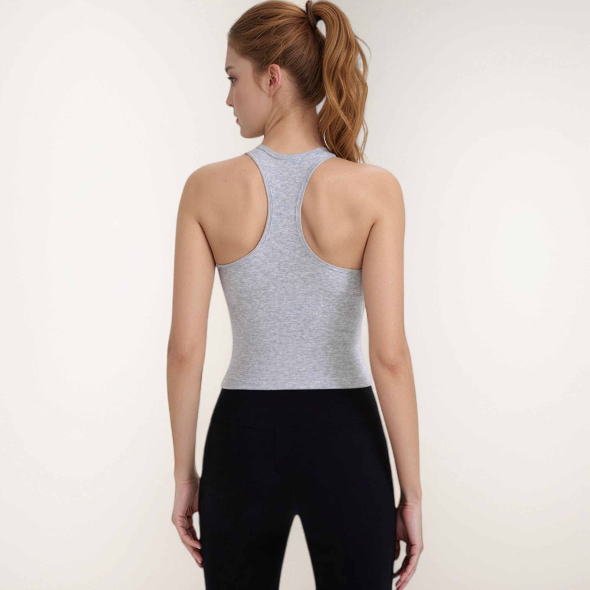 Anna-Kaci Active Women's Ribbed Black High Neck Crop Tank Top for Active and Casual Wear