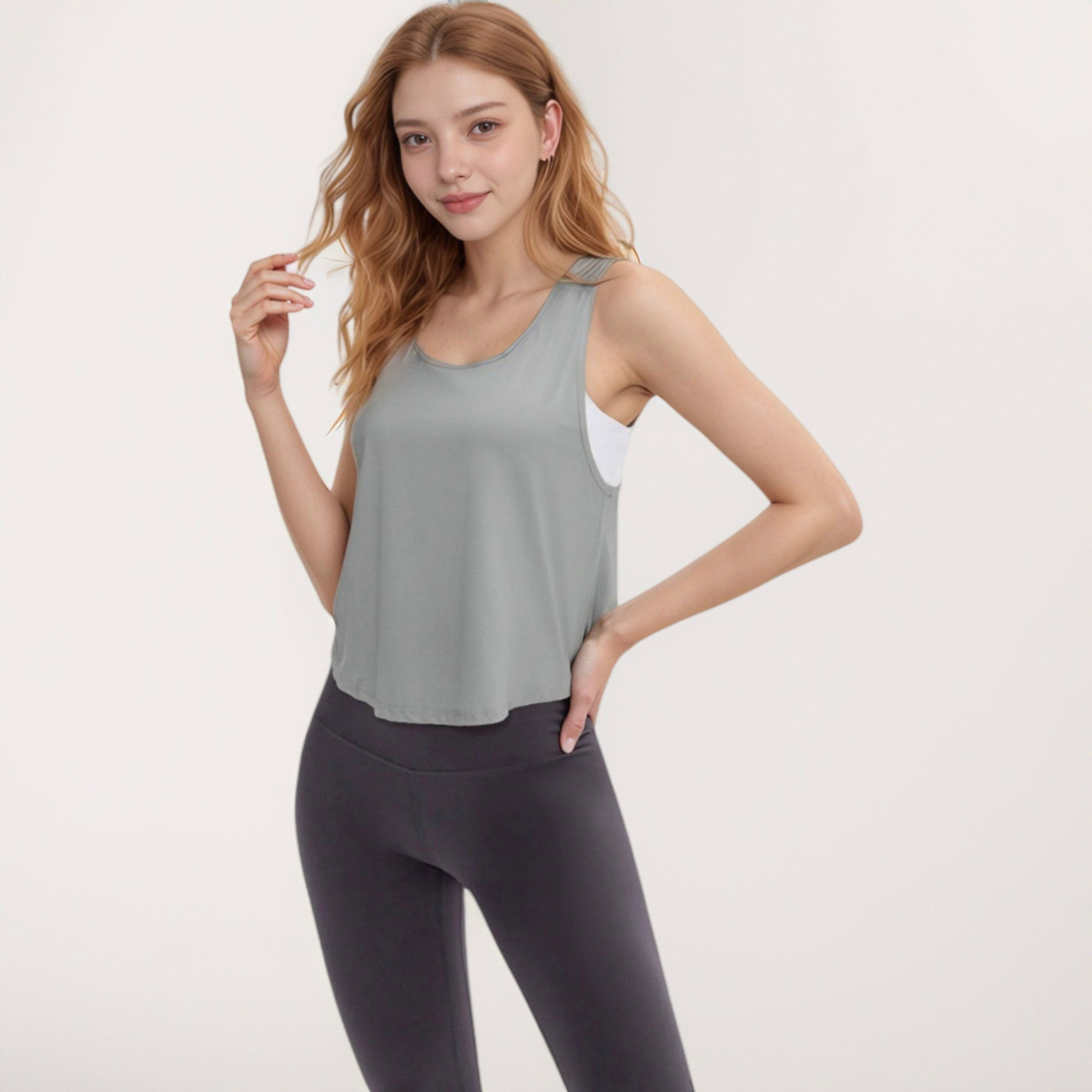 Anna-Kaci Active Women's Sleeveless Scoop Neck Cropped Tank Top for Workout and Casual Layering