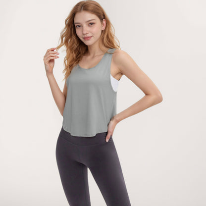 Anna-Kaci Active Women's Sleeveless Scoop Neck Cropped Tank Top for Workout and Casual Layering