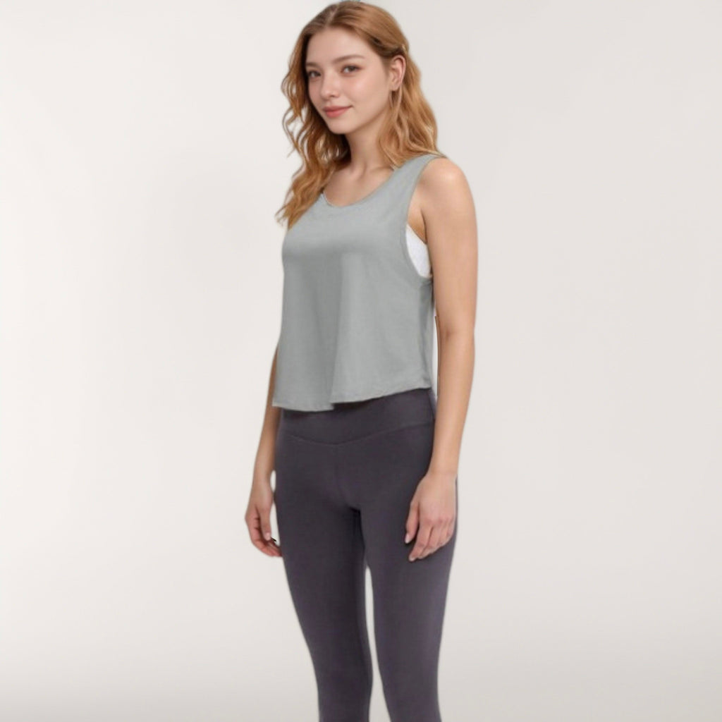 Anna-Kaci Active Women's Sleeveless Scoop Neck Cropped Tank Top for Workout and Casual Layering