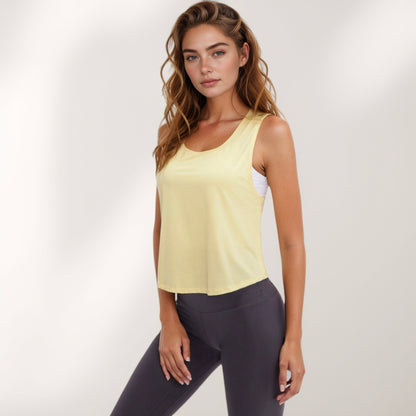 Anna-Kaci Active Women's Sleeveless Scoop Neck Cropped Tank Top for Workout and Casual Layering