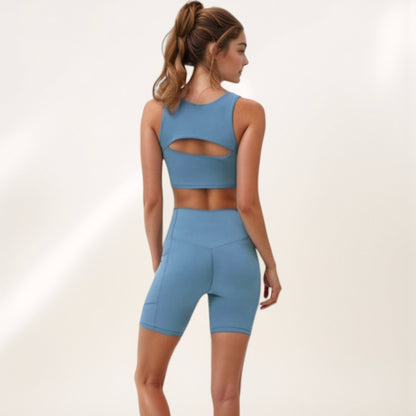 Anna-Kaci Active Women's Sports Bra with Scoop Neck and Front Cutout Design for Low to Medium Impact Workouts