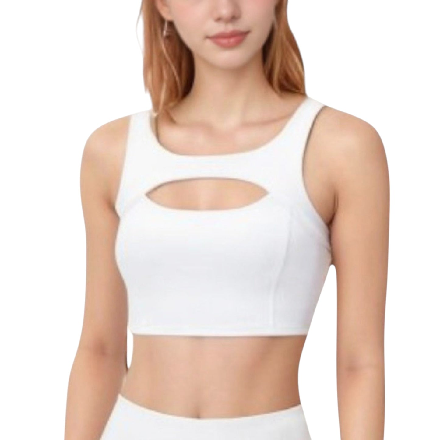 Anna-Kaci Active Women's Sports Bra with Scoop Neck and Front Cutout Design for Low to Medium Impact Workouts